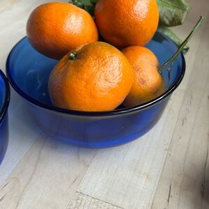 Set of Two Blue Cobalt/Saphir Arcoroc Vintage Glass Bowls